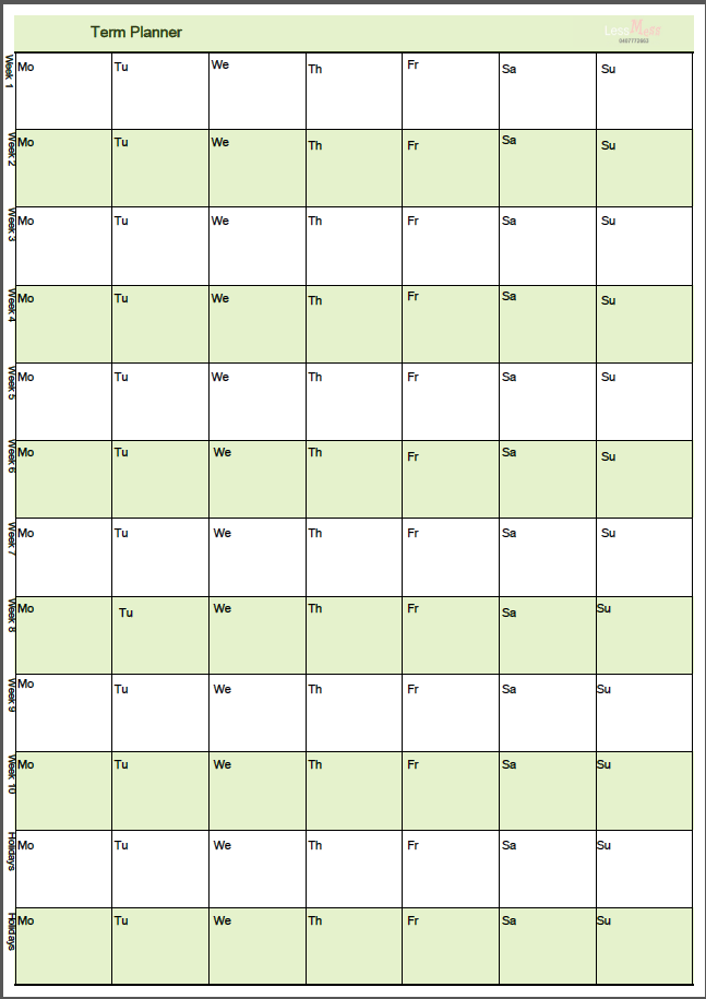 printable academic planner